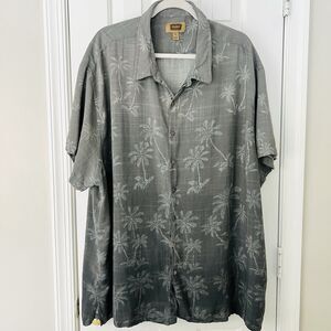 Foundry Gray Tropical Palm Tree Hawaiian Shirt Rayon Soft Breathable Mens 5XL